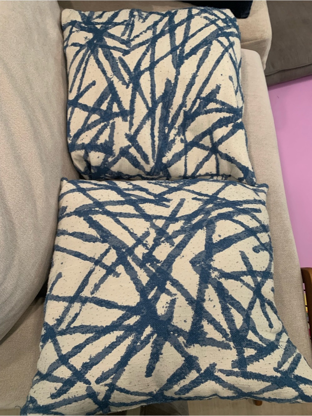Target Project 62 Blue and Cream Decorative Throw Pillow - Modern Abstract 2pc